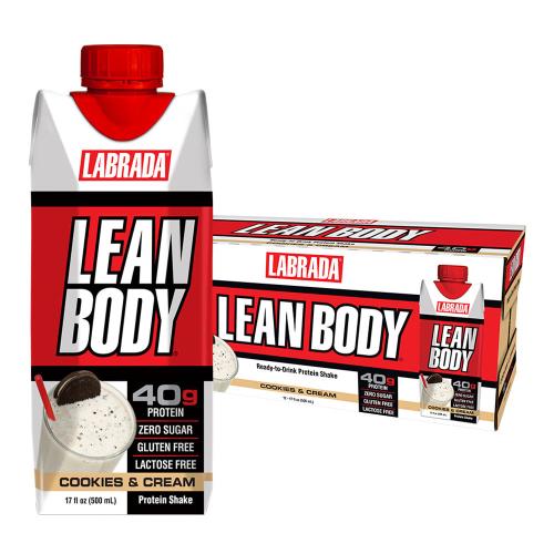 Labrada Lean Body Ready-to-Drink Protein Shake (12 x 500 ml, Cookie & Crème Chocolat)