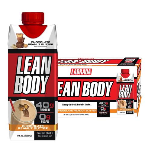 Labrada Lean Body Ready-to-Drink Protein Shake (12 x 500 ml, Beurre de Cacahuètes Chocolat)