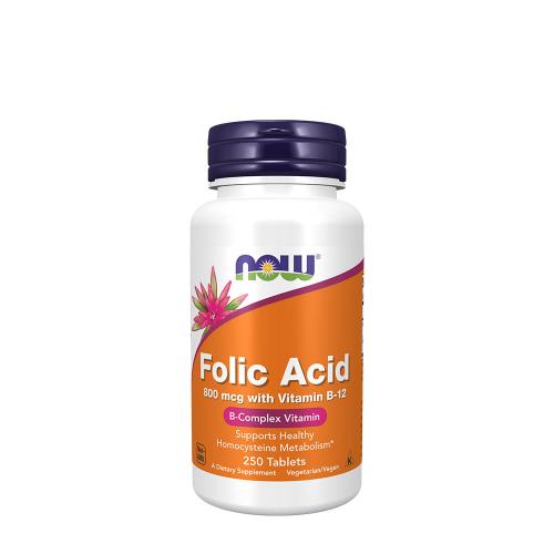 Now Foods Folic Acid 800mcg + B-12 25mcg (250 Comprimé)