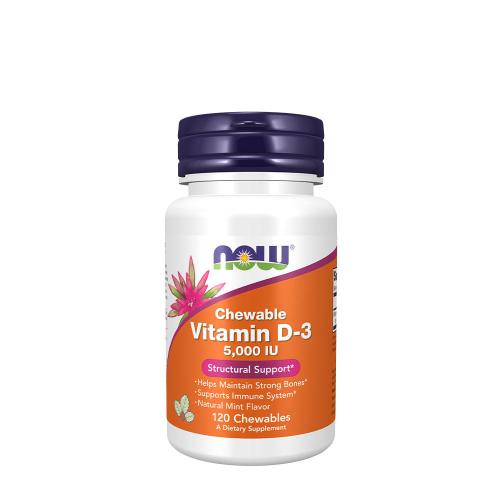 Now Foods Vitamin D-3 5,000 IU (120 Comprimé à mâcher, Arôme Naturel de Menthe)