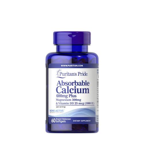 Puritan's Pride Absorbable Calcium 600mg plus Magnesium 300mg & Vitamin D 1000IU (60 Capsule molle)