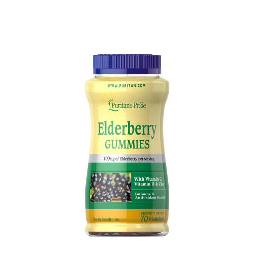 Puritan's Pride Elderberry Gummies with Vitamin C, D & Zinc (70 Gélatine en bonbon, Sureau)