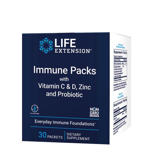 Life Extension Immune Packs with Vitamin C & D, Zinc and Probiotic (30 Paquet)