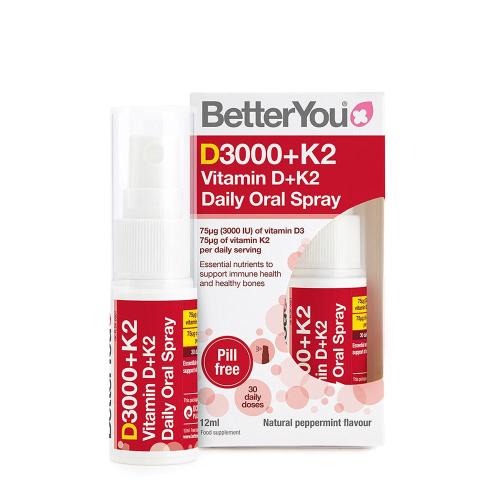 BetterYou Dlux+ Vitamin D+K2 Daily Oral Spray  (12 ml, Menthe Poivrée Naturelle)