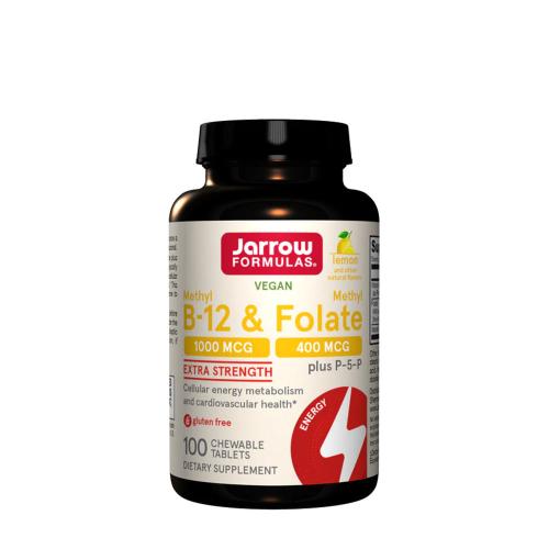 Jarrow Formulas Methyl B-12 & Methyl Folate 400 mcg (100 Comprimé à mâcher, Citron)