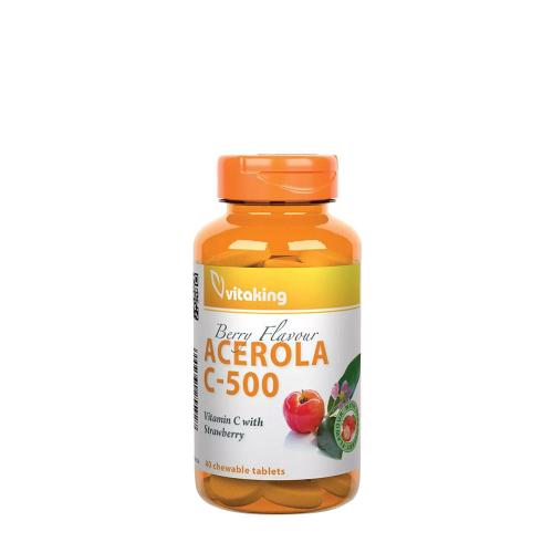 Vitaking Vitamin C-500 Acerola Raspberry (40 Comprimé à mâcher, Fraise)