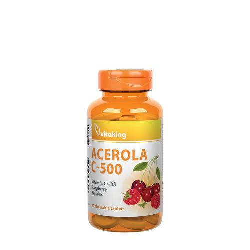 Vitaking Vitamin C-500 Acerola Plus (40 Comprimé à mâcher, Myrtille Bleue)