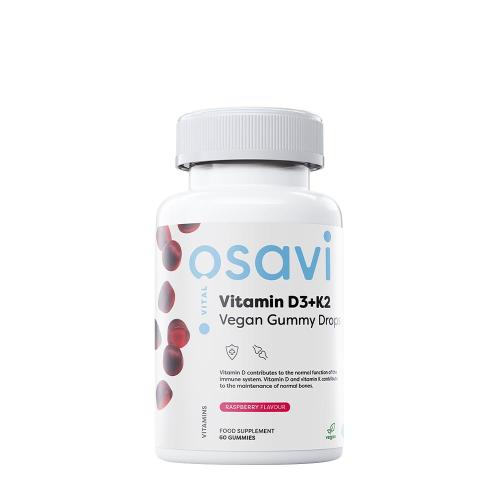 Osavi Vitamins D3+K2 Vegan Gummy Drops (60 Gélatine en bonbon, Framboise)