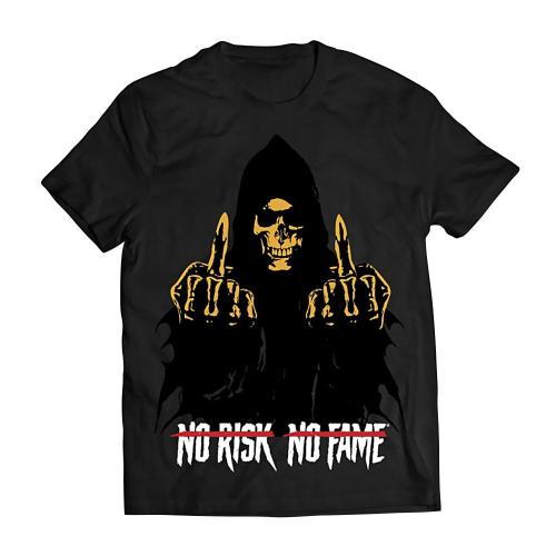 Skull Labs No Risk, No Fame T-Shirt (XXL, Noir / Or)