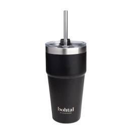   SmartShake Bohtal Double Insulated Travel Mug With Straw (600 ml, Noir)
