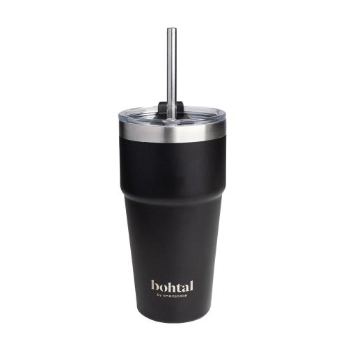 SmartShake Bohtal Double Insulated Travel Mug With Straw (600 ml, Noir)