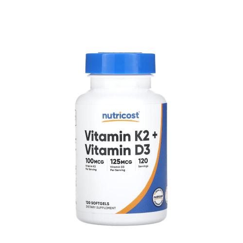 Nutricost Vitamin K2 (MK7) (100 mcg) + Vitamin D3 (5000 IU) (120 Capsule molle)