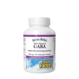   Natural Factors 100% Natural GABA 100 mg (60 Comprimé à mâcher, Fruits Tropicaux)
