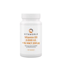   Vitaworld Vitamin D3 2000 IU + K2 MK7 200 mcg (120 Comprimé)