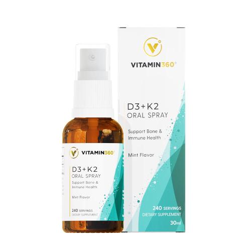 Vitamin360 D3 + K2 Oral Spray  (30 ml, Saveur menthe)